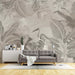 Retro plant flower and bird wallpaper mural | Wabi sabi style decorative wall in bedroom