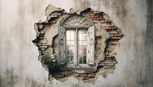 Retro wallpaper mural | Broken wall - Carving wallpaper