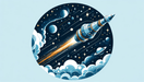 Rocket Space Wallpaper Mural | Star shaped Circle - Carving wallpaper