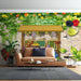 Rural style vegetable and fruit stall wallpaper mural | Emerald vines - Carving wallpaper