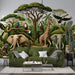 Safari Animals Wallpaper Mural | Vibrant Jungle Scene with Giraffes, Elephants, Cheetahs & Toucans