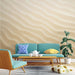 Sand Dune Texture Mural Wallpaper | Desert Panoramic View - serene desert furniture setup reflecting sand dune texture mural wallpaper in a living room