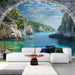 Seaside stone arch landscape wallpaper mural | Living room bedroom healing decorative wall