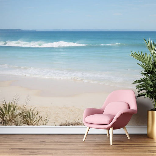 Seaside Wallpaper Mural | Blue Water and Sand - Carving wallpaper