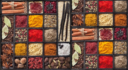 Seasoning wallpaper mural | Colorful spice puzzle, food themed mural - Carving wallpaper