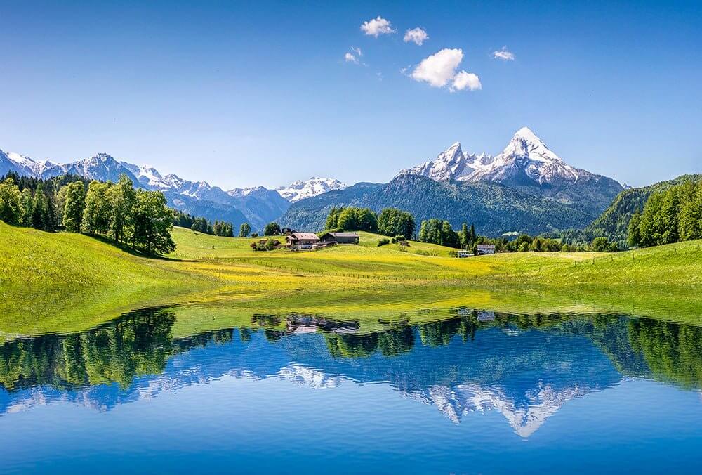 Serene Lake & Mountain Mural Wallpaper | Nature Scene for Bedroom/Living Room | Tranquility Décor
