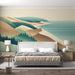 Shanhai Landscape Wallpaper Mural | Living Room and Bedroom Natural Decorative Wall - serene coastal mountains and forest scene in a modern bedroom