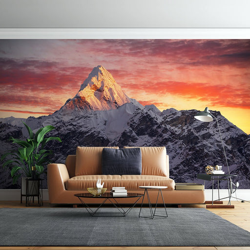 Snowy Mountain Sunrise Wallpaper Mural | Magnificent Natural Scenery - Carving wallpaper