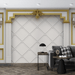 Soft bag wallpaper mural | gold border lattice with wall lamp fully show European luxury - Carving wallpaper