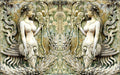 Southeast Asian Mythical Relief Wallpaper: Handcrafted 3D Temple Art Mural for Luxe Living & Bedrooms - Carving wallpaper