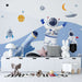 Space Adventure Wallpaper Mural for Kids' Room | Sci-Fi Astronaut Theme - vibrant astronaut scene transforming playroom into stellar space exploration haven
