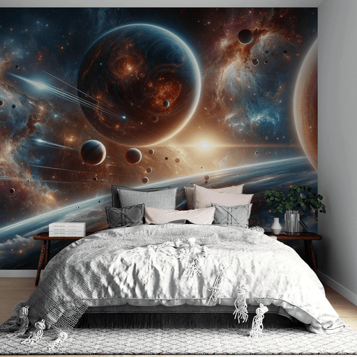 Space Wallpaper Mural | Realistic Planets and Galaxies - Carving wallpaper
