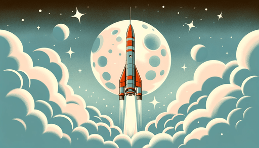 Space Wallpaper Mural | Rocket Launch to Moon Landing - Carving wallpaper