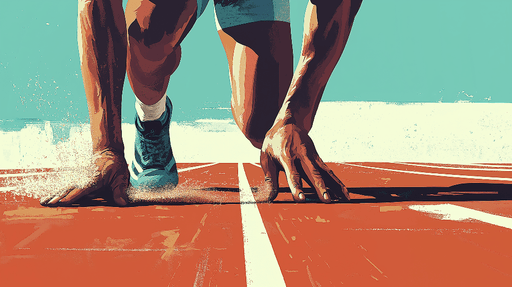 Sports Fitness Wallpaper Mural | Red Brown Runway Blue Green Background - Carving wallpaper