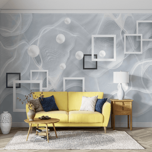 Square wall mural | grey bottom line formula box simple style - Carving wallpaper