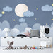 Starry Moon Cloud Wallpaper – Dreamy Night Sky Mural for Kids' Room & Bedroom Decor