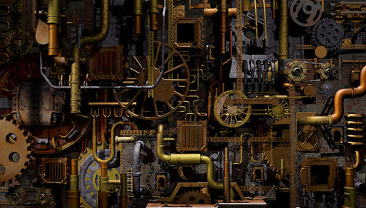 Steampunk mechanical wallpaper mural | Study, living room, passionate decorative wall
