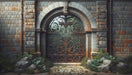 Stone wall paper mural | Iron door - Carving wallpaper