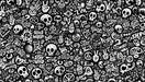 Street art mural wallpaper | Black and white skull decoration