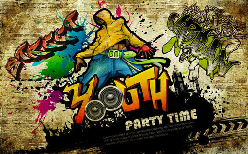 Street graffiti wallpaper mural | Trendy youth themed mural - Carving wallpaper