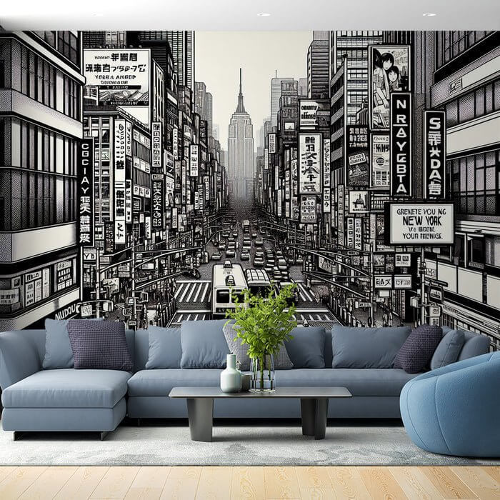 Striking Black & White Urban Wallpaper Murals - Timeless Retro Aesthetic for Any Décor