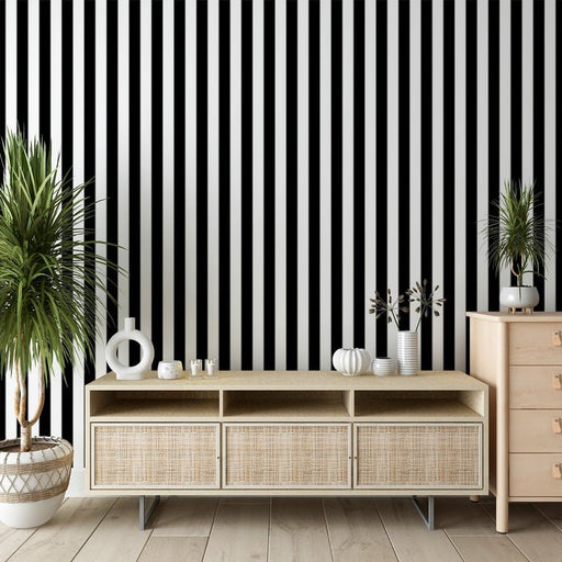 Striped wallpaper mural | Black and white vertical - Carving wallpaper