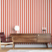 Striped Wallpaper Mural | Red and White Vertical - Carving wallpaper