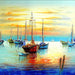 Sunset Boat Wallpaper mural | A magnificent painting of the harbour sunset - Carving wallpaper
