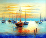 Sunset Boat Wallpaper mural | A magnificent painting of the harbour sunset - Carving wallpaper