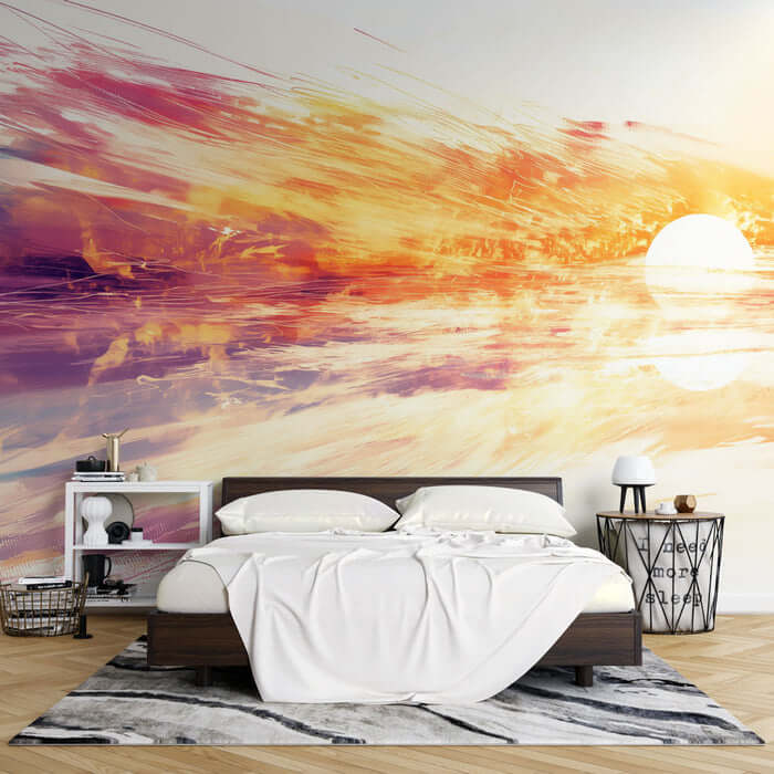 Sunset Sea View Wallpaper Mural – Healing Art for Living Room & Bedroom