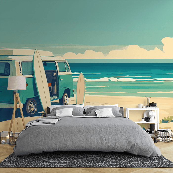 Surfing Wallpaper Beach and Van by the Sea - Carving wallpaper