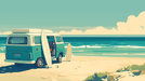 Surfing Wallpaper Beach and Van by the Sea - Carving wallpaper