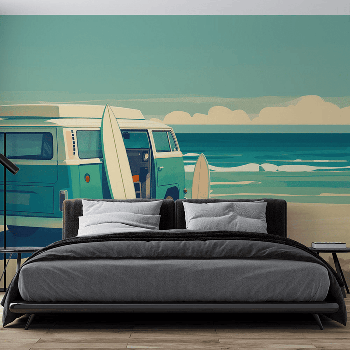 Surfing Wallpaper Beach and Van by the Sea - Carving wallpaper