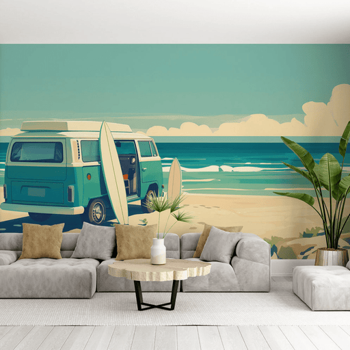 Surfing Wallpaper Beach and Van by the Sea - Carving wallpaper