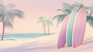Surfing Wallpaper Mural | Pink Painting Board and Beach - Carving wallpaper