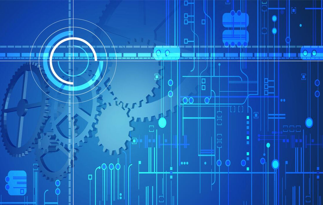 Technology Style Line Gear Mural | Blue Digital Wallpaper - Carving wallpaper