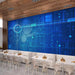 Technology Style Line Gear Mural | Blue Digital Wallpaper - Carving wallpaper