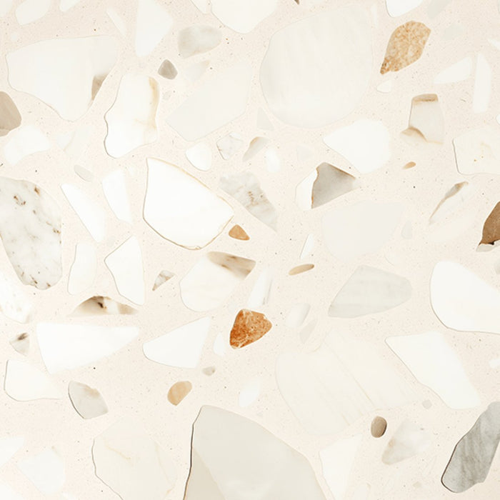 Terrazzo wallpaper mural | Geometric fragment pattern - modern neutral terrazzo with irregular stone chips for minimalist bedroom and living room decor