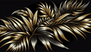The composition of black and gold wallpaper with gold and black leaves - Carving wallpaper