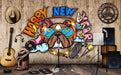 The dog wallpaper mural with a bright smile | has a festive and lively feeling - Carving wallpaper
