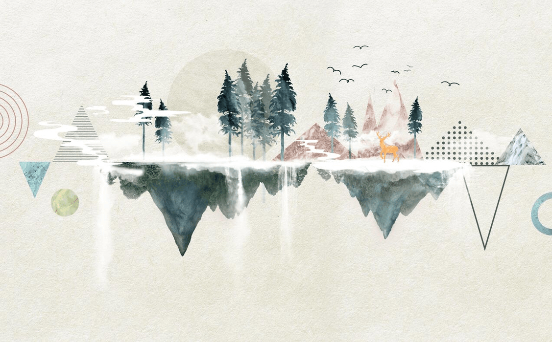 The opposite atmosphere of forest and mountain wallpaper - Carving wallpaper