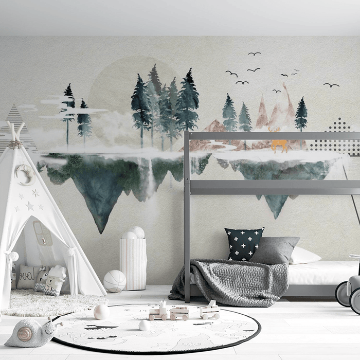 The opposite atmosphere of forest and mountain wallpaper - Carving wallpaper