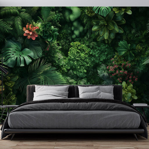 Thick foliage wallpaper mural | Tropical vegetation - Carving wallpaper