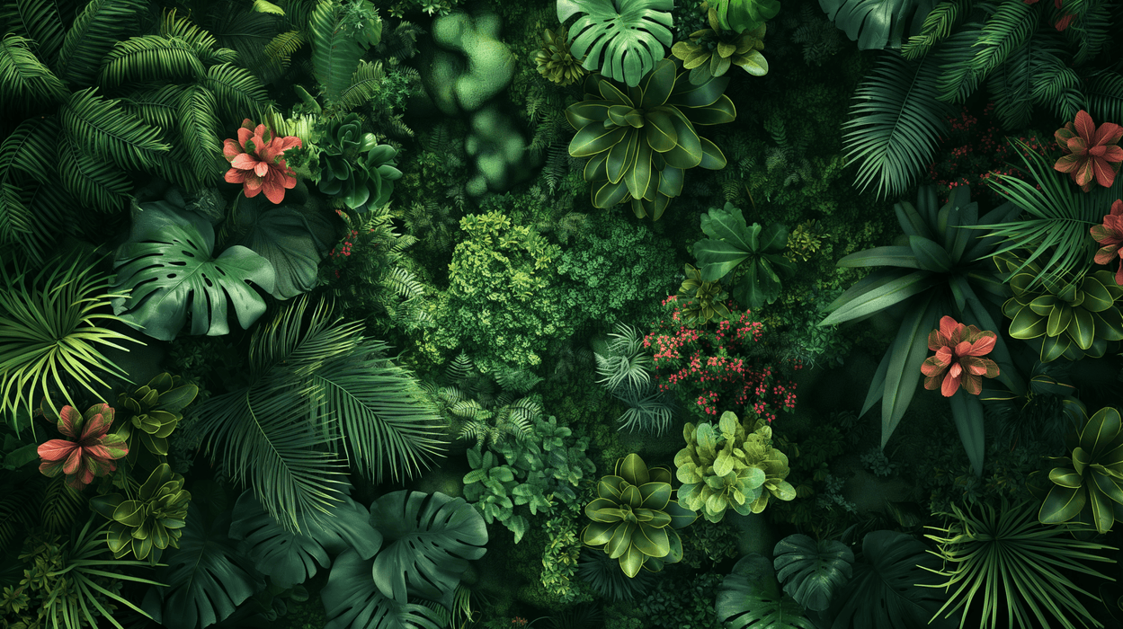 Thick foliage wallpaper mural | Tropical vegetation - Carving wallpaper