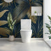 Toilet Wallpaper Mural | Golden Leaves on Midnight Blue Background - Carving wallpaper