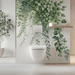 Toilet wallpaper mural | Hanging leaves in soft green shadows - Carving wallpaper