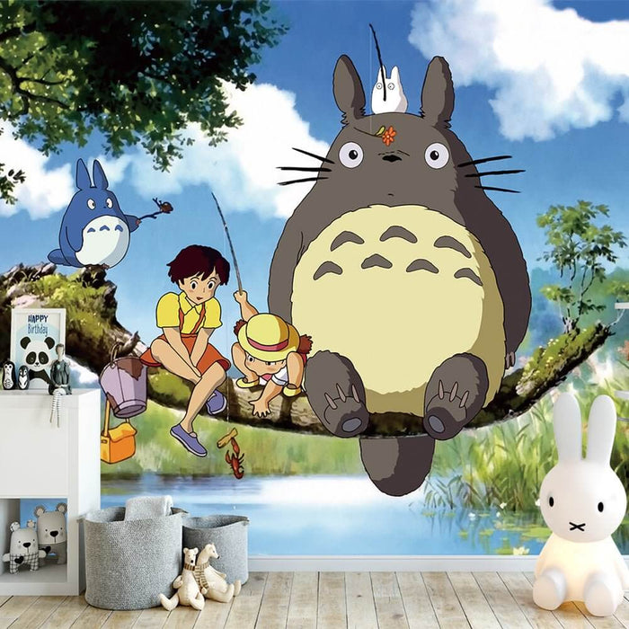 Totoro Anime Theme Wallpaper Mural | Children's Room Fun: Totoro, Mei, and forest friends mural perfect for a healing, imaginative children's room