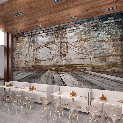 Tower Bridge Mural | Nostalgic Texture Tower Bridge Wallpaper - Carving wallpaper