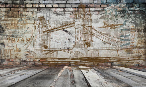 Tower Bridge Mural | Nostalgic Texture Tower Bridge Wallpaper - Carving wallpaper