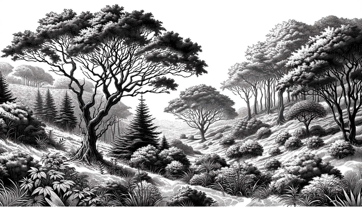 Transform your home with this exquisite black & white forest wallpaper mural—where art meets nature.